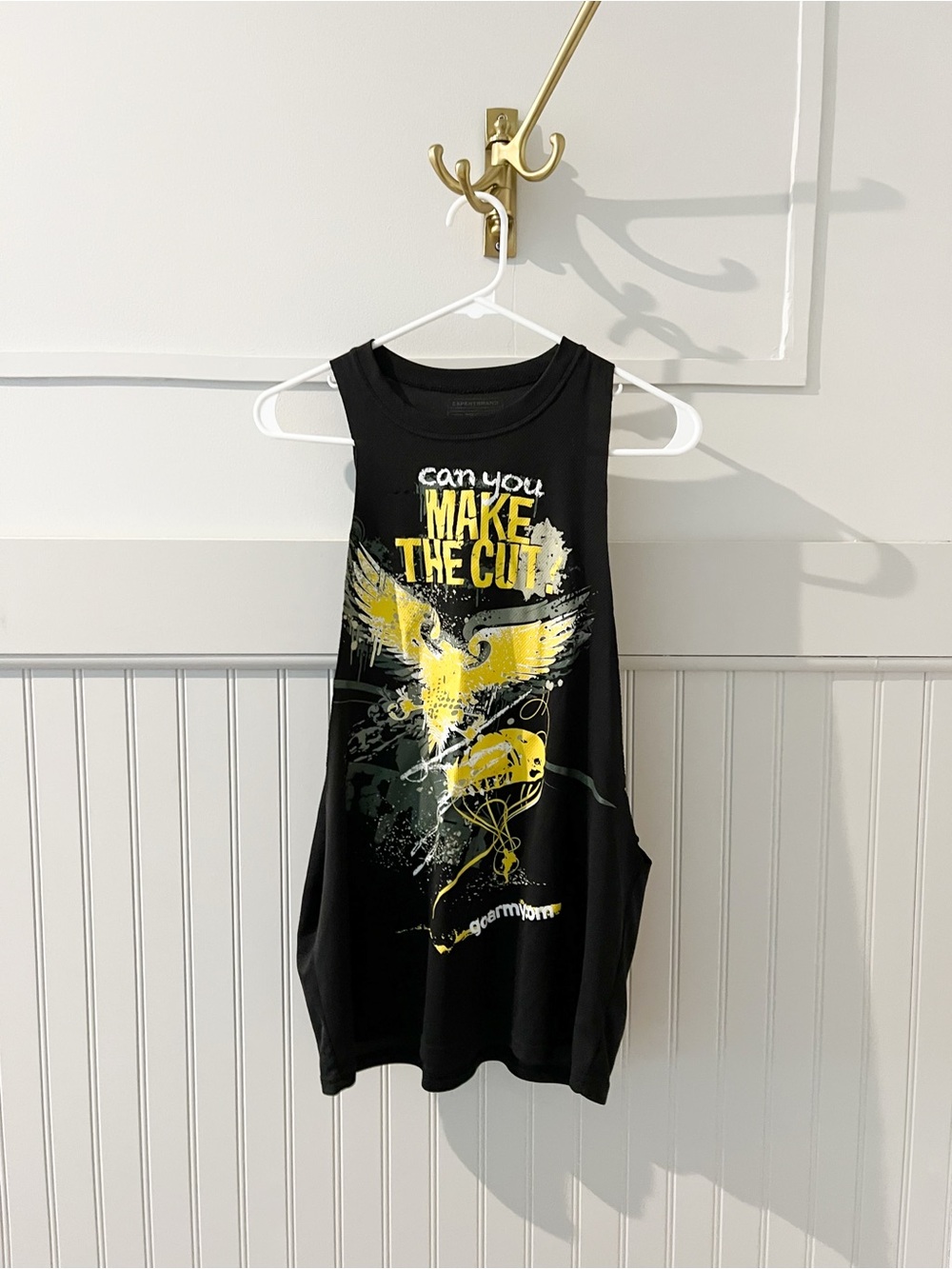 Black Graphic US Army Muscle Tank with Yellow Eagle Design
